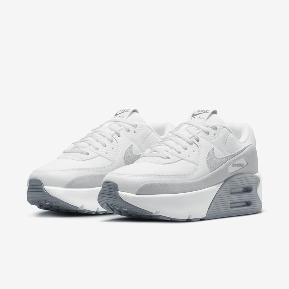 Nike Women's Air Max 90 LV8 White Gray Glitter 9.5